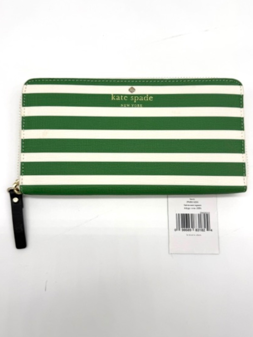 Kate Spade New York Fairmount Square Lucky Green Striped Continental Wallet~Rare